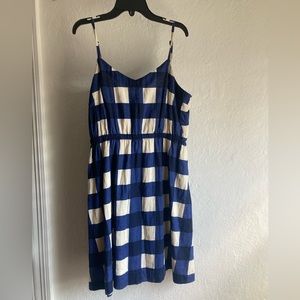 Blue and white cotton lined sundress